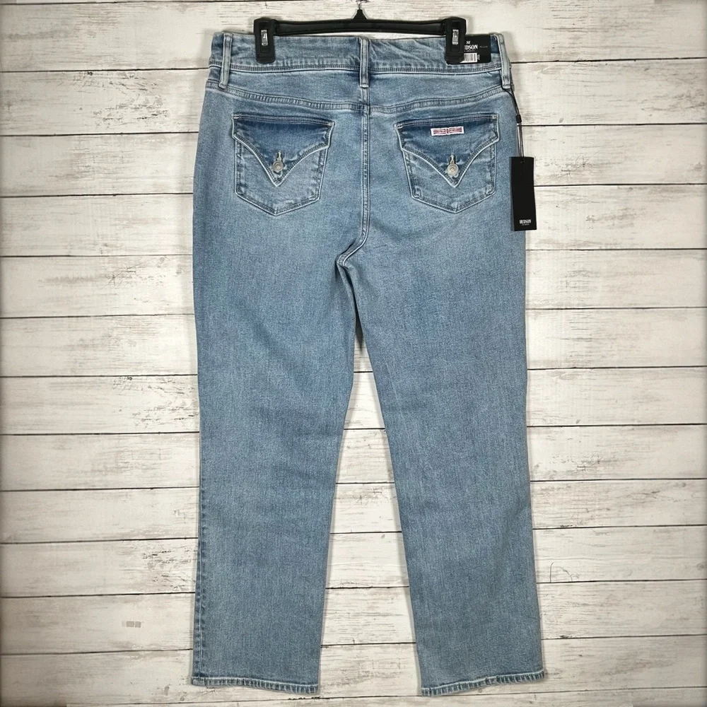 Hudson Ladies' Straight High Rise Leg Flap Pocket Jean 12 32W 28.5L NWT